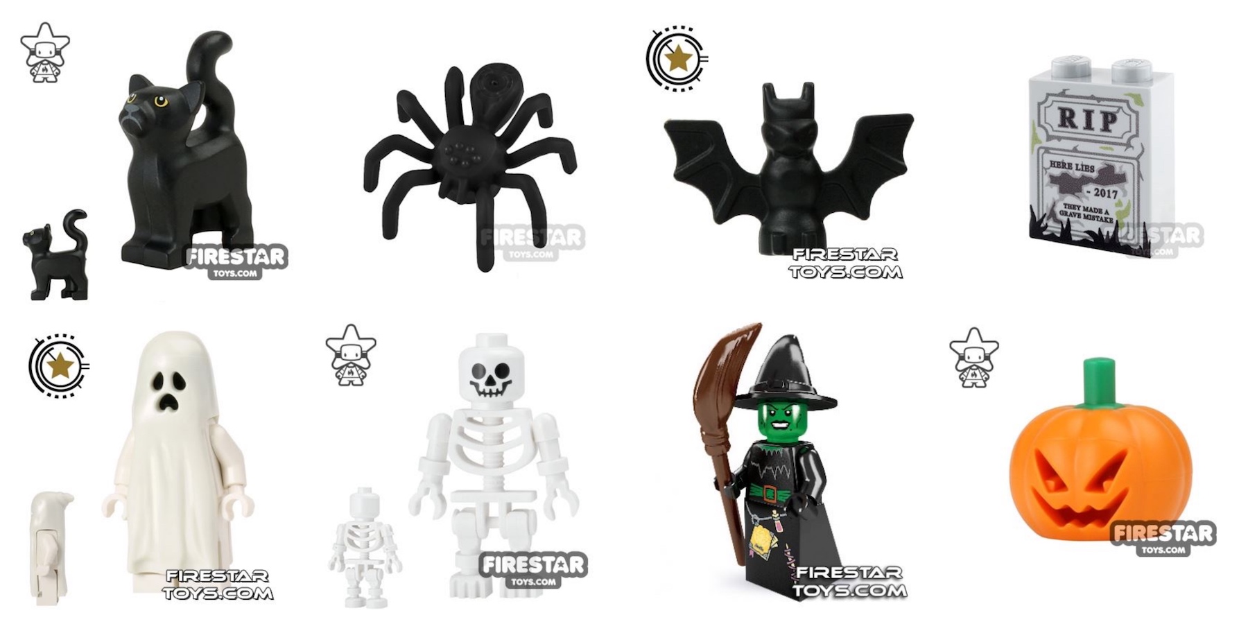 AND MORE! Ghosts Spiders Pumpkins Lego NEW Halloween Accessories Skeletons 