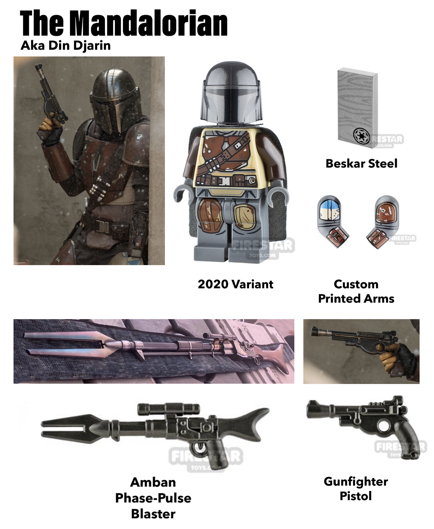 Mandalorian Gun Rifle and Pistol for Lego Custom Star Wars 